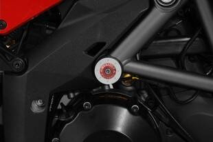 Large frame plugs (pair), red anodised, for Ducati Multistrada 1200 (up to 2014)/ 950