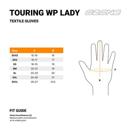 RĘKAWICE MOTOCYKLOWE DAMSKIE OZONE TOURING WP BLACK WXS