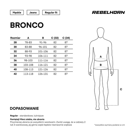 JEANSY MOTOCYKLOWE REBELHORN BRONCO WASHED BLUE MONOLAYER 28/34