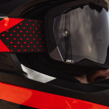 GOGLE IMX ENDURANCE FLIP MATT BLACK / RED- SZYBA DARK SMOKE + CLEAR (2 SZYBY W ZESTAWIE)