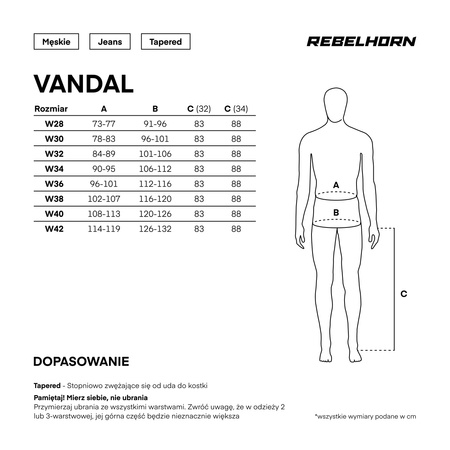 JEANSY MOTOCYKLOWE REBELHORN VANDAL DENIM BLUE 32/34