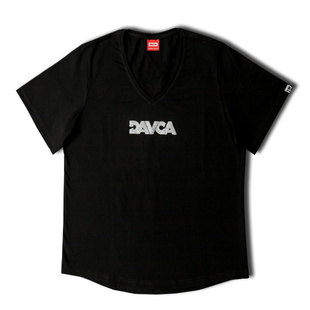 DAVCA T-shirt damski Black Glitter logo small
