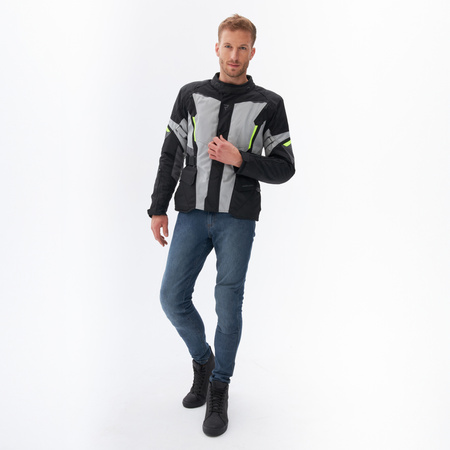 KURTKA MOTOCYKLOWA TEKSTYLNA REBELHORN SCOUT BLACK GREY FLUO YELLOW S