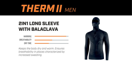 KOSZULKA TERMOAKTYWNA Z KOMINIARKĄ REBELHORN THERM 2 2W1 BLACK GREY XS/S