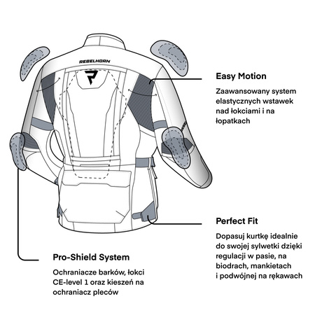 KURTKA MOTOCYKLOWA TEKSTYLNA DAMSKA REBELHORN HARDY 2 BLACK WS