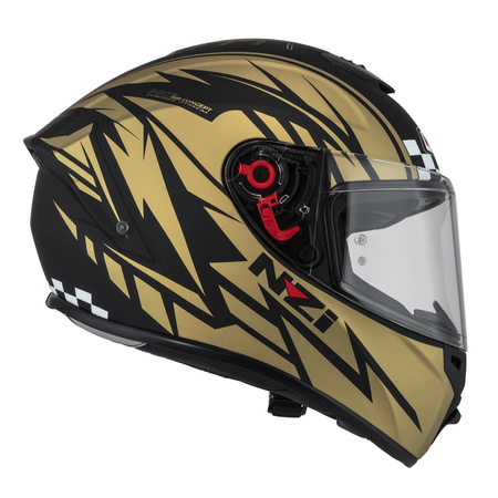KASK MOTOCYKLOWY NZI TRENDY STREAM FLAG BLACK GOLD MATT M