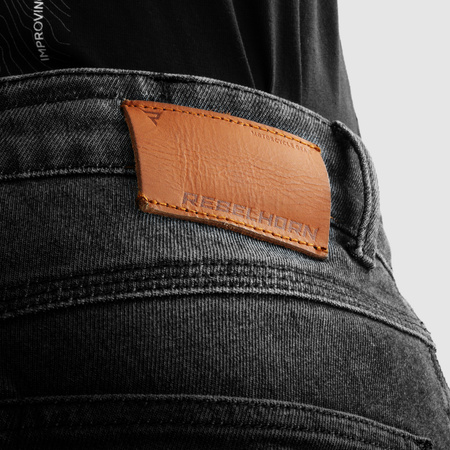 JEANSY MOTOCYKLOWE REBELHORN BRONCO WASHED BLACK MONOLAYER 28/34