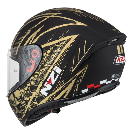 KASK MOTOCYKLOWY NZI TRENDY STREAM FLAG BLACK GOLD MATT M