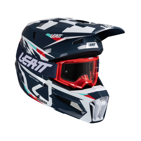 KASK MOTOCYKLOWY Z GOGLAMI LEATT KIT MOTO 3.5 BLUE XS