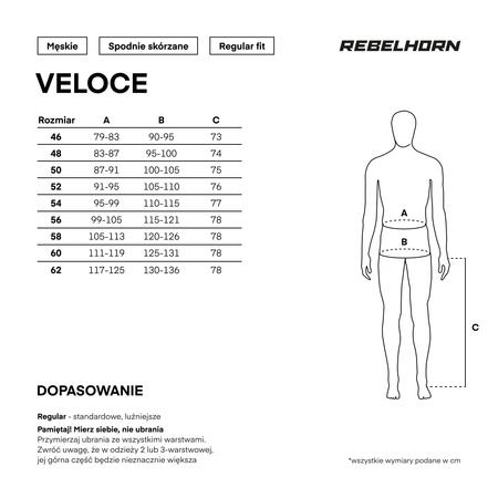 SPODNIE MOTOCYKLOWE SKÓRZANE REBELHORN VELOCE BLACK WHITE 52