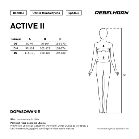 SPODNIE TERMOAKTYWNE DAMSKIE REBELHORN ACTIVE 2 BLACK GREY WL