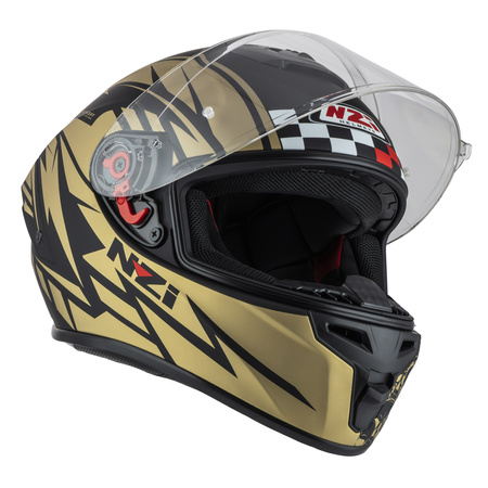 KASK MOTOCYKLOWY NZI TRENDY STREAM FLAG BLACK GOLD MATT XL
