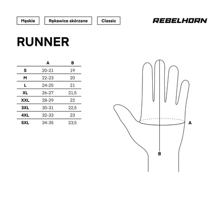 RĘKAWICE MOTOCYKLOWE REBELHORN RUNNER BLACK S