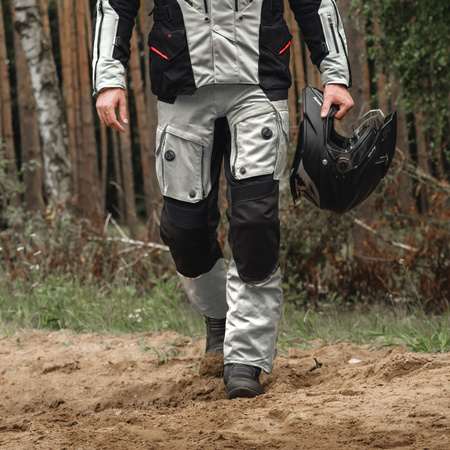 SPODNIE MOTOCYKLOWE TEKSTYLNE REBELHORN RANGE GREY BLACK RED XS