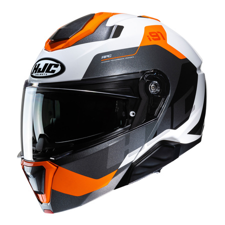 KASK MOTOCYKLOWY HJC I91 CARST WHITE ORANGE L