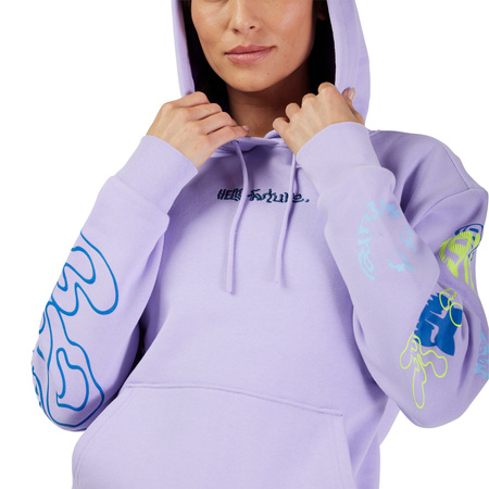 BLUZA Z KAPTUREM DAMSKA FOX HELLO FUTURE FLEECE PO LILAC S