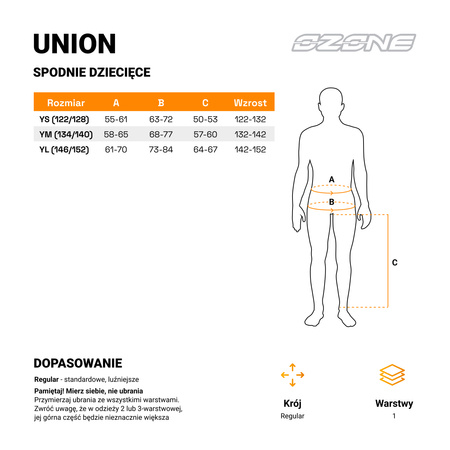 SPODNIE MOTOCYKLOWE TEKSTYLNE JUNIOR OZONE UNION BLACK YM