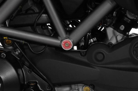 Large frame plugs (pair), red anodised, for Ducati Multistrada 1200 (up to 2014)/ 950