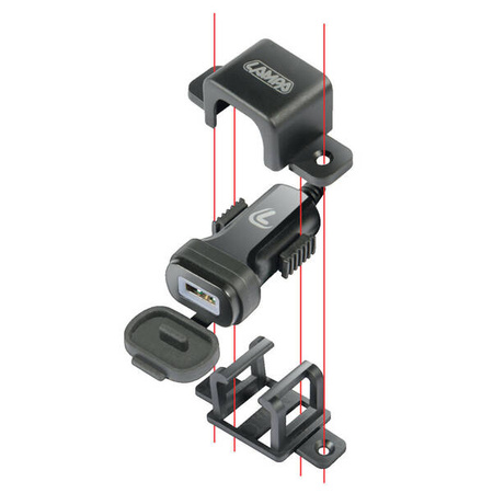 38878 Usb Fix Omega, ładowarka USB 12 / 24V z mocowaniem na śruby i złącza