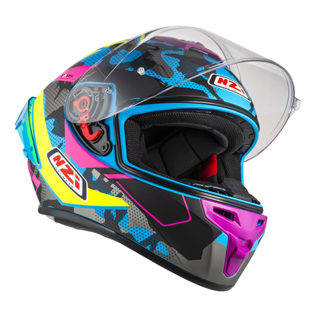 KASK MOTOCYKLOWY NZI TRENDY STREAM CAMU BLUE NEON PINK BLUE S MATT M