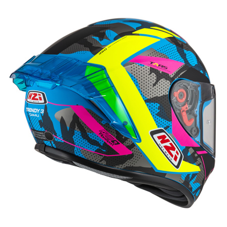 KASK MOTOCYKLOWY NZI TRENDY STREAM CAMU BLUE NEON PINK BLUE S MATT L