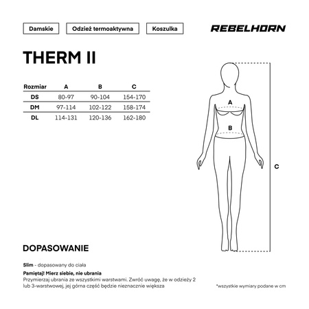 KOSZULKA TERMOAKTYWNA Z DŁUGIM RĘKAWEM DAMSKA REBELHORN THERM 2 BLACK GREY WM