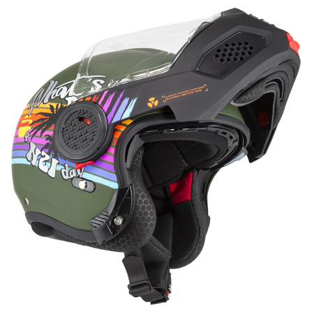 KASK MOTOCYKLOWY NZI MINIMOD DUO RAINBOW GREENBLACK SILVER MATT S