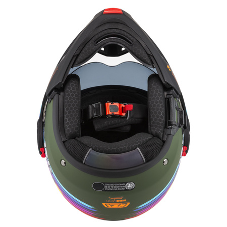 KASK MOTOCYKLOWY NZI MINIMOD DUO RAINBOW GREENBLACK SILVER MATT S