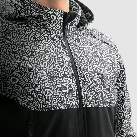 KURTKA MOTOCYKLOWA TEKSTYLNA REBELHORN SLASH NORIAKI BLACK WHITE SOFTSHELL S